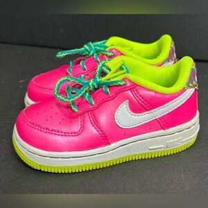 Nike Air Force 1 CW5793-600 Hot Metallic Pink Bright Green Size 6C